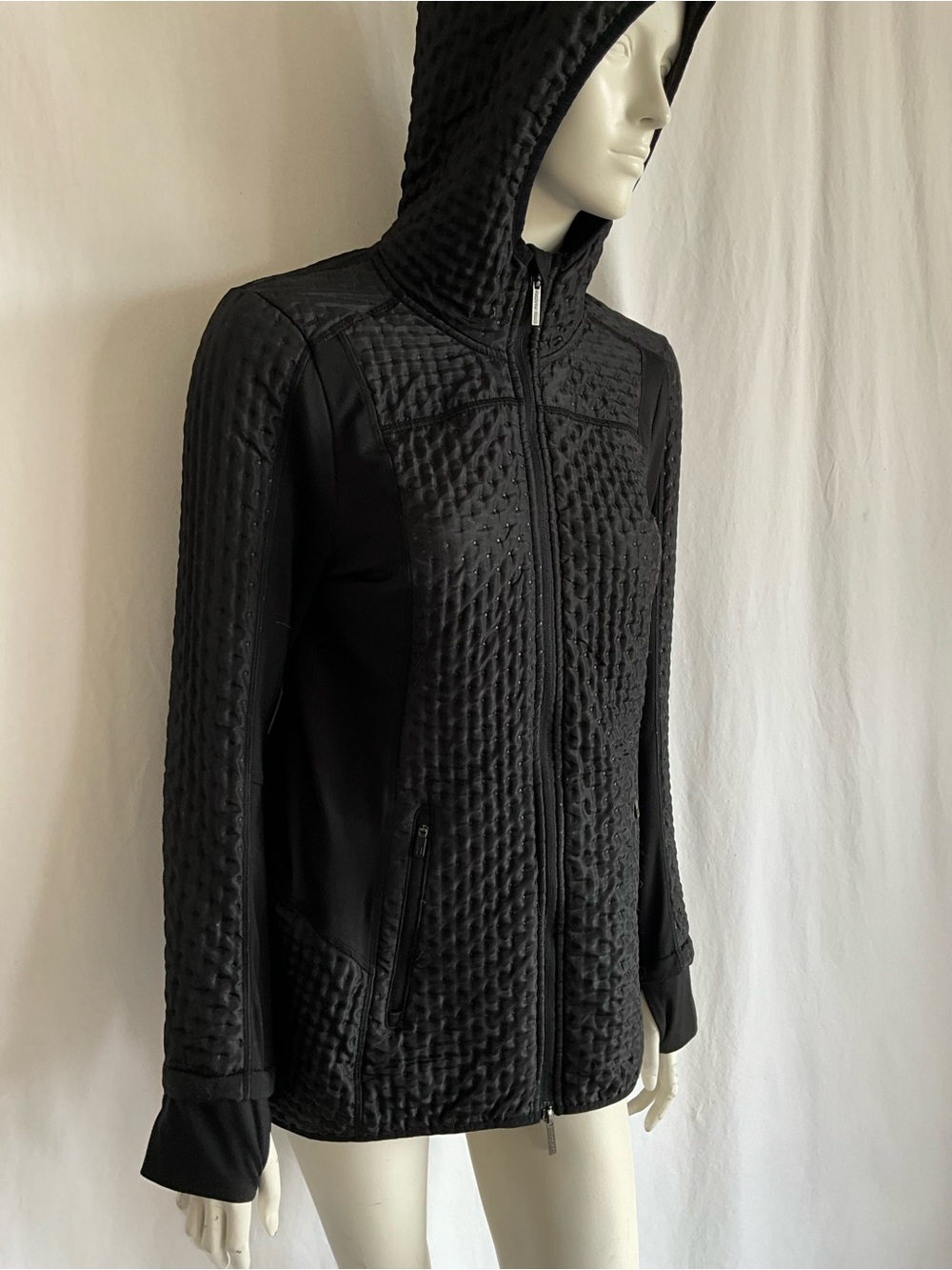 Women’s Black Quilted Hooded Utility Jacket